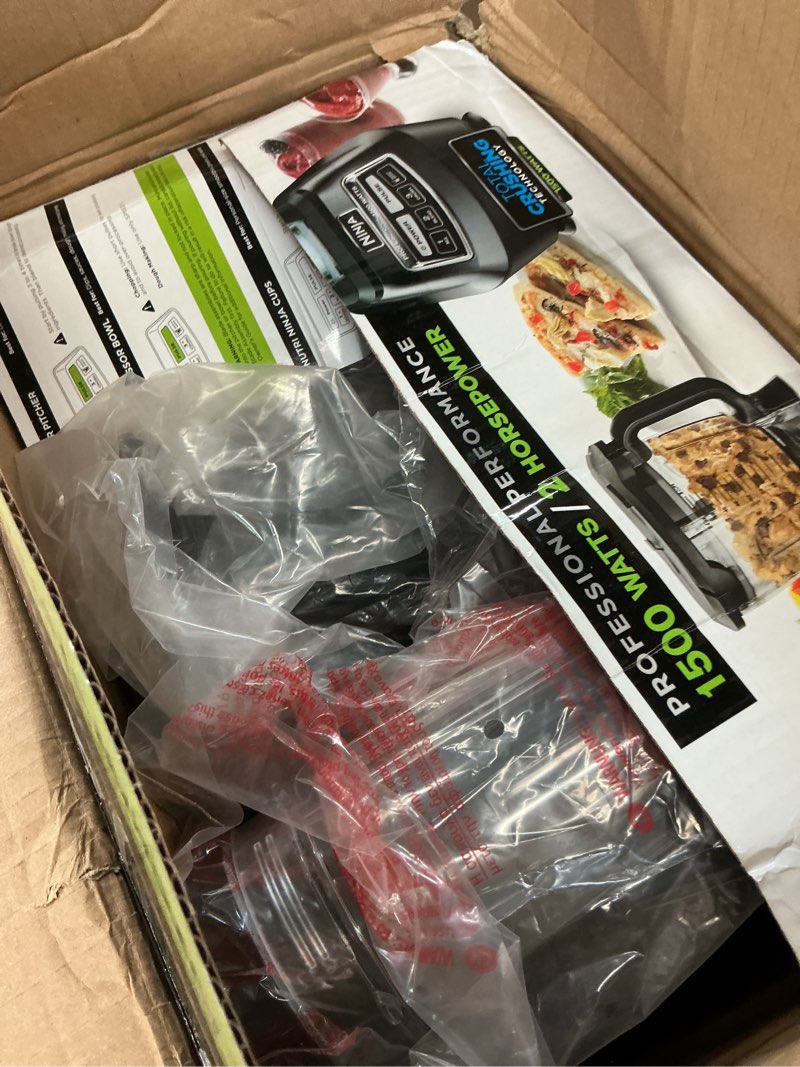 Condition photo showing As Is for Ninja Kitchen System | 8-Cup Food Processor Bowl & 72 oz. Blender All-in-One | With (2) 16 oz. To-Go Cups | For Smoothies, Ice Crushing, Dough & More | 1500 Watt | Black | BL770 Pitcher + Bowl + (2) 16-oz. Cups