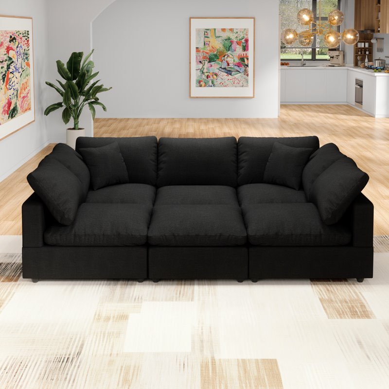 6-Seater Sectional Sofa Comfy Cloud Couch for Living Room, Modern Upholstered Modular Sectional Sofa Convertible Deep Seat Sofa, Removable & Washable Cushion Covers