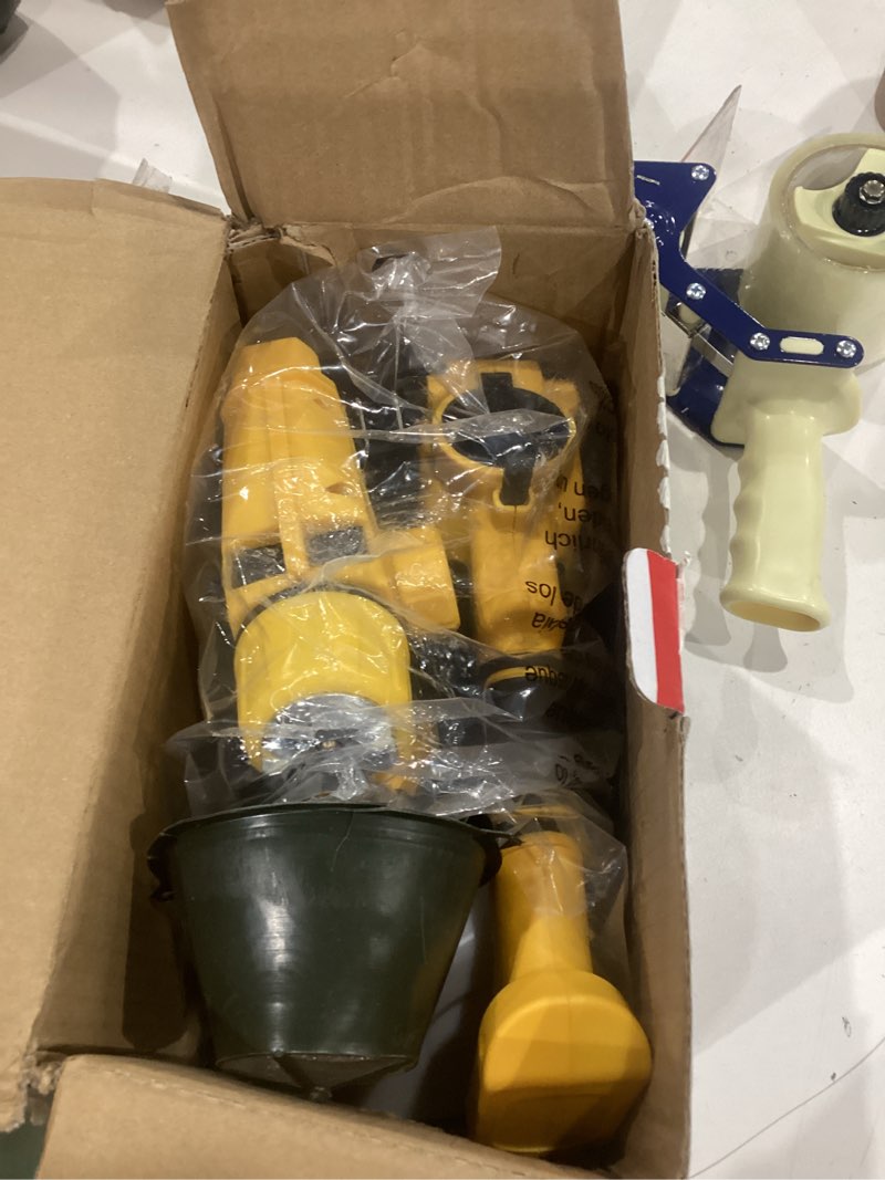Condition photo showing As Is for paint sprayer, cosyjazz 1200w hvlp spray paint gun with 5 nozzles & 3 spray patterns, adjustable flow control, 1400ml container & cleaning tools, for house painting, fences, cabinets, walls etc.