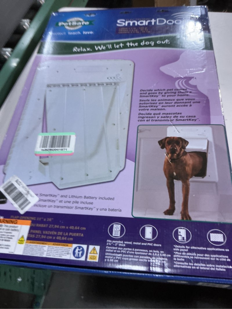Condition photo showing New/Like New for petsafe electronic pet door - rust-proof programmable smart collar-activated dog or cat entry - easy installation & space-saving design - large - fits pets up to 100 lb electronic pet door large