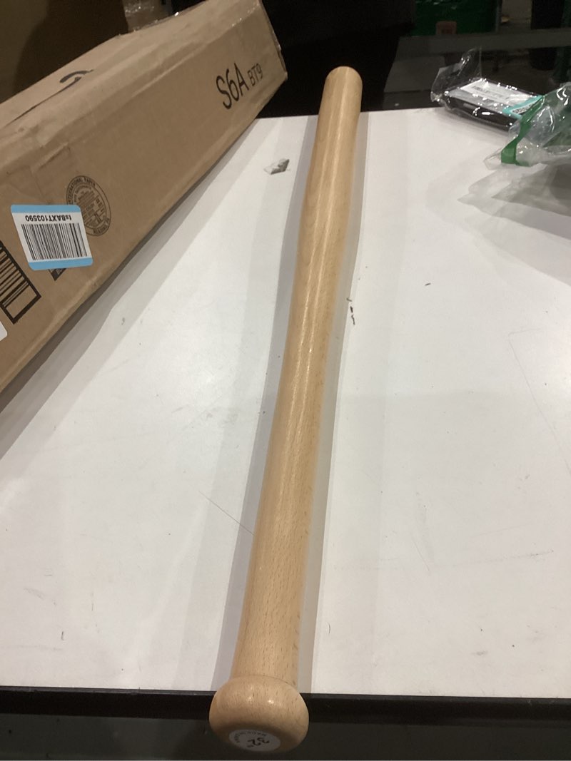Condition photo showing Good Condition for wood baseball training bat - durable and sturdy wooden bat - ideal for softball hitting practise - versatile design bat (28inch, wood) clear wood 28 inch
