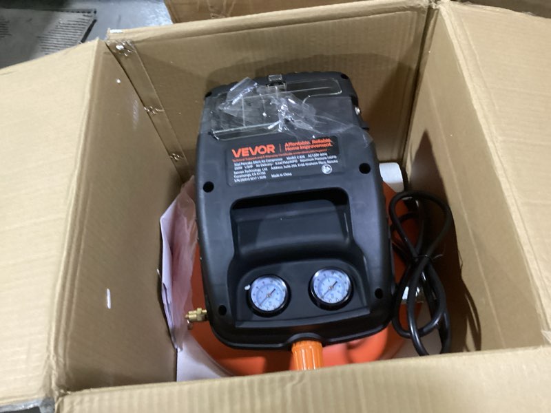 Condition photo showing Good Condition for VEVOR 3 Gallon Air Compressor, 1/3HP 0.54CFM @ 90PSI Portable Pancake Air Compressor & 100PSI Max Working Pressure, Oil-Free Compressor Tank for Tire Inflation, Spray Painting, Woodwork Nailing, 120V 3 Gallon-No accessories