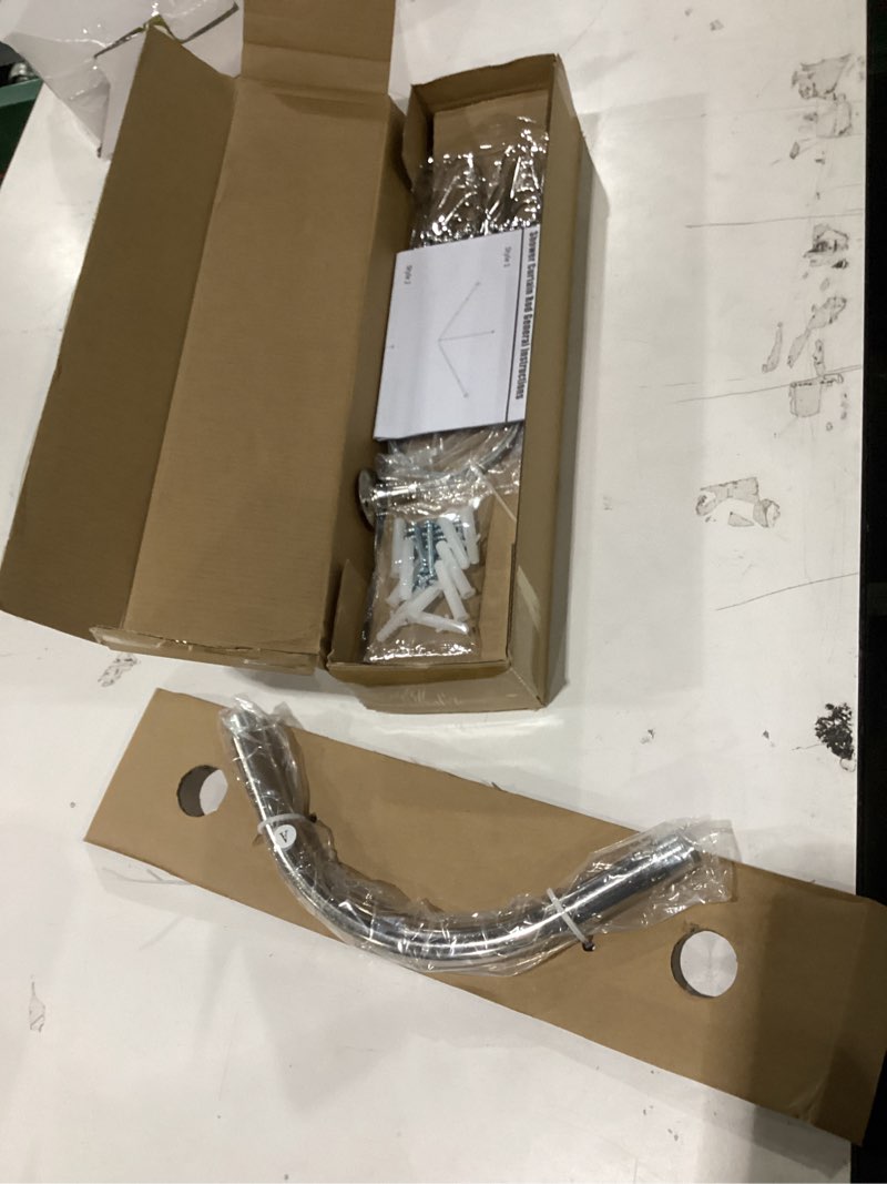 Condition photo showing New/Like New for Corner Shower Curtain Rod, Brushed Nickel [24"-53"] x [24"-53"] Adjustable L Shaped Shower Rod No-Sagging 90 Degree Curved Curtain Rod for Bathroom Bathtub with 12 Ring Hooks & Ceiling Support 24"-53" x 24"-53" Brushed Nickel