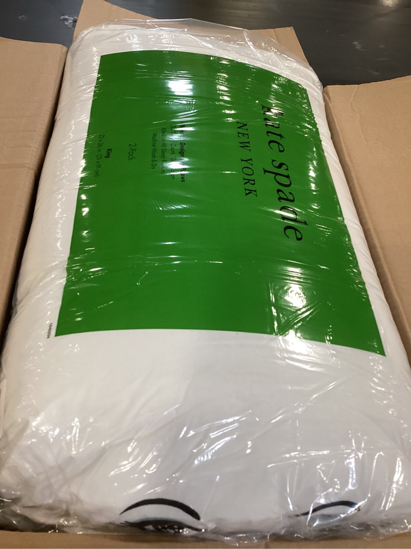 Condition photo showing Good Condition for kate spade new york winking eyes 20" x 36", 233 thread count medium firm pillows, ideal for all sleep positions (set of 2), king, white