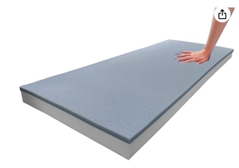 foamma 6" x 24" x 72" gel memory foam, high density base, cooling pressure relief cushion, couch filler stuffing, chair padding, memory foam for couch cushions 6" x 24" x 72" 1 pack gel memory foam