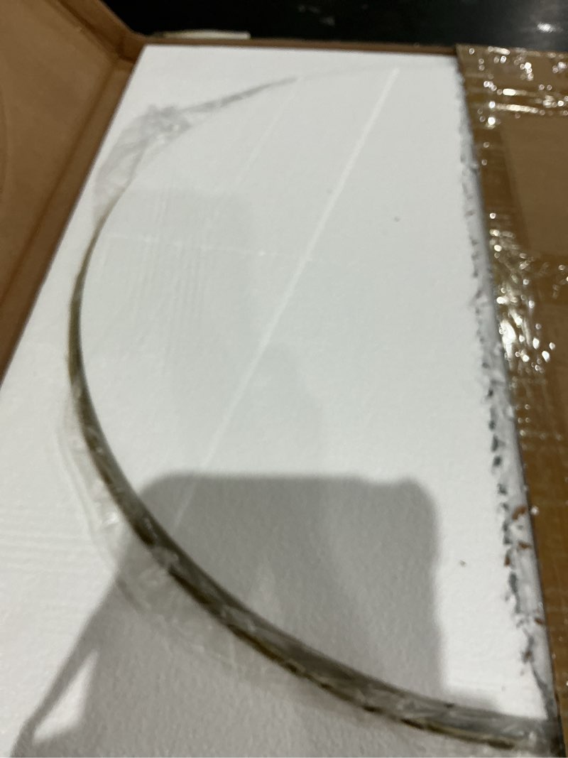 Condition photo showing Good Condition for tokeshimi brushed gold round mirror 30 inch gold round vanity bathroom mirror for wall aluminum alloy matte metal frame modern gold circle mirror fit in minimalist multi style home decor 30"l x 30"w round brushed gold