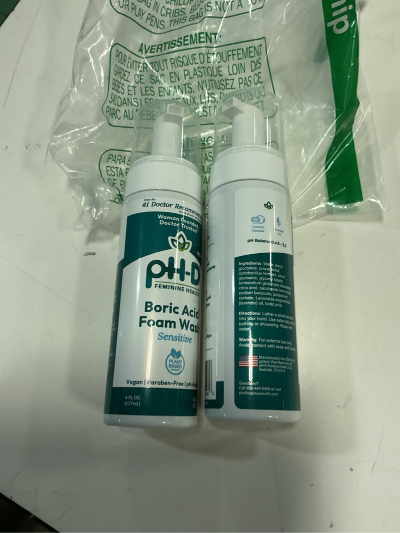 Condition photo showing As Is for ph-d feminine health - boric acid foam wash - ph-balanced, paraben-free, and plant-based (sensitive, 6 fl oz (pack of 2)) sensitive 6 fl oz (pack of 2)
