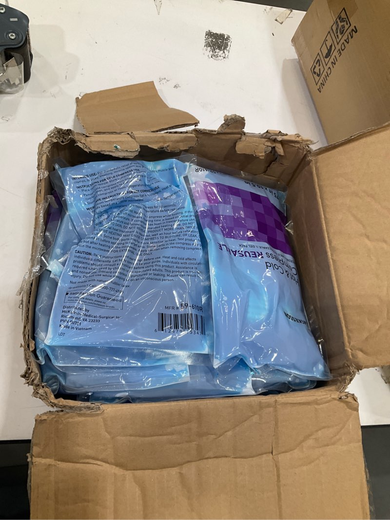 Condition photo showing As Is for 24 packs mckesson cold and hot compress reusable gel ice hot packs, 6.75 x 10.5 in | hot / cold pack,gel,reusable,6-3/4 x 10-1/2 inch large (6.75\\\" x 10.5\\\") 24packs