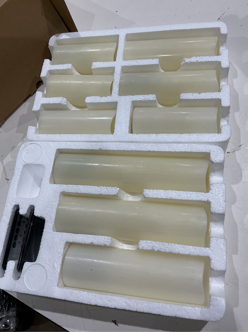 Condition photo showing Good Condition for flameless flickering battery operated candles d2.2''*h4 5" 6" 7" 8" 9" set of 9 ivory real wax pillar led candles with 10-key remote and cycling 24 hours timer (ivory) h01# ivory