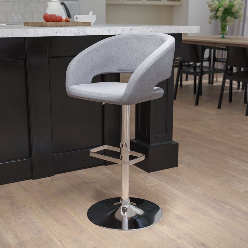 FFC4345.12454003A Amberlie Modern Upholstered Adjustable - Height Barstool with Footre