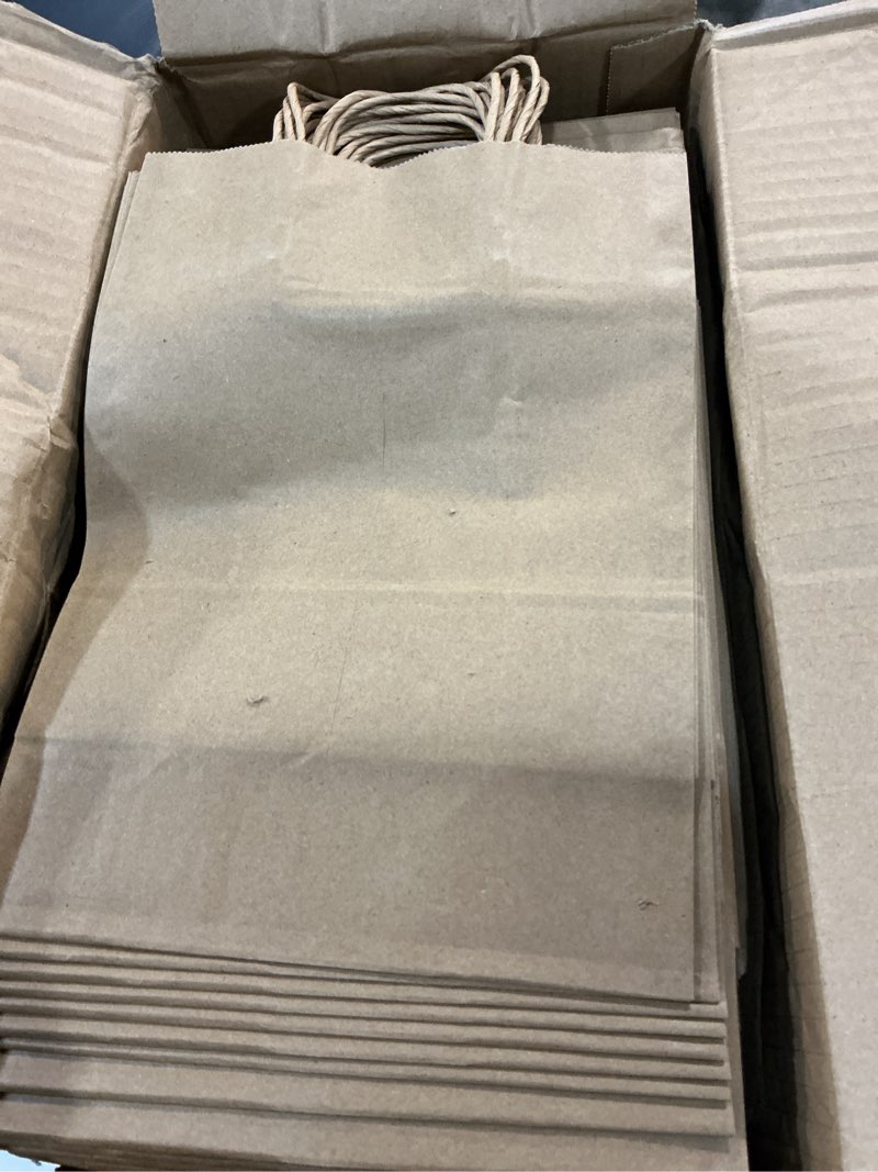 Condition photo showing Good Condition for racetop brown paper bags with handles bulk 100pcs 8x4.5x10.8 inch gift bags bulk, brown kraft paper bags for retail, party, shopping, favor brown 8x4.5x10.8 1 count (pack of 100)