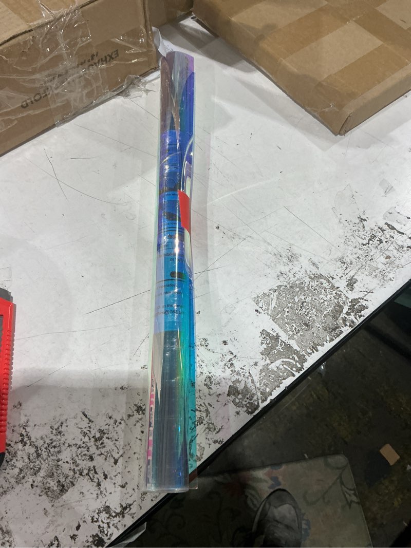 Condition photo showing New/Like New for holographic decorative iridescent window film adhesive glass film chameleon rainbow effect for home decal diy christmas party decoration, 17.7inch x 10feet, cool color