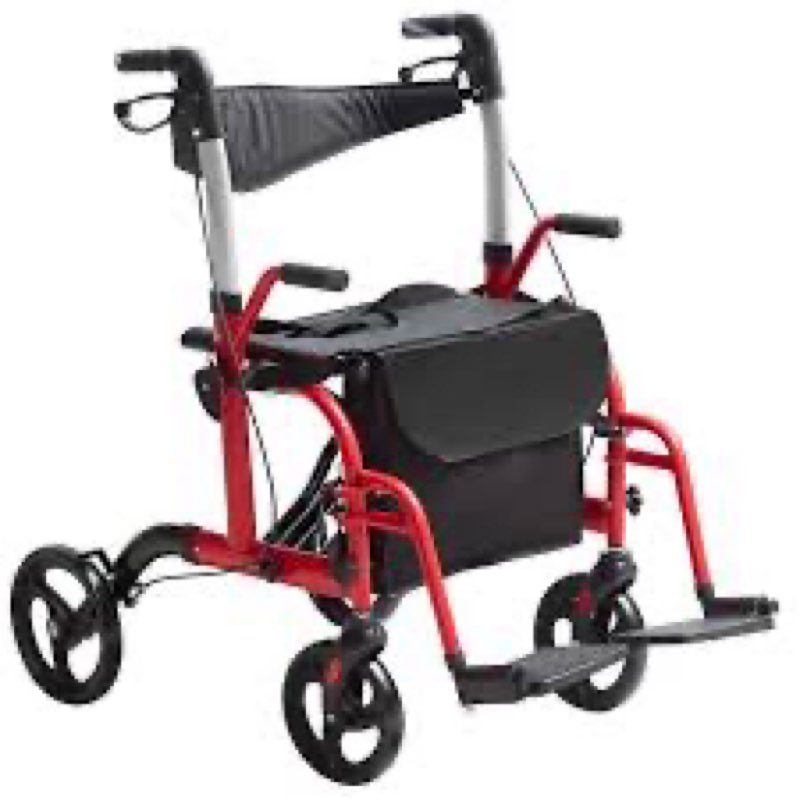 All Terrain Walker Wheelchair Combo,Rollator Walker with Seat for Seniors with Footrest,Transport-Wh