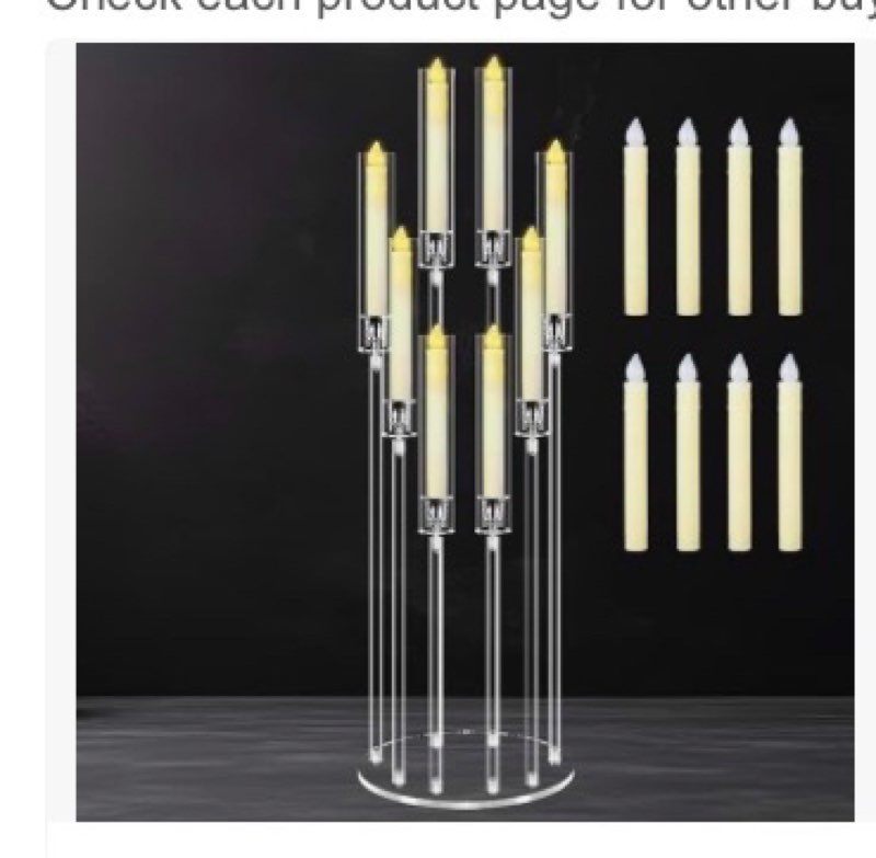 Cheloment 8 Arms Acrylic Candelabra Centerpieces for Tables, 38.5" Tall Clear Candle Holder for Wedd