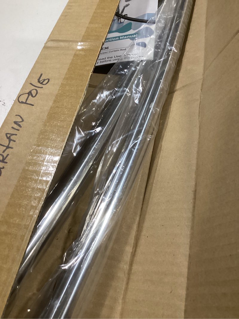 Condition photo showing Good Condition for Emlaoe Curved Shower Curtain Rod Stainless Steel No Drill Curved Shower Rod 50-72 Inch Adjustable Round Shower Curtain Rod Heavy Duty Tension Shower Rods for Bathroom Non-Slip Never Rust Chrome