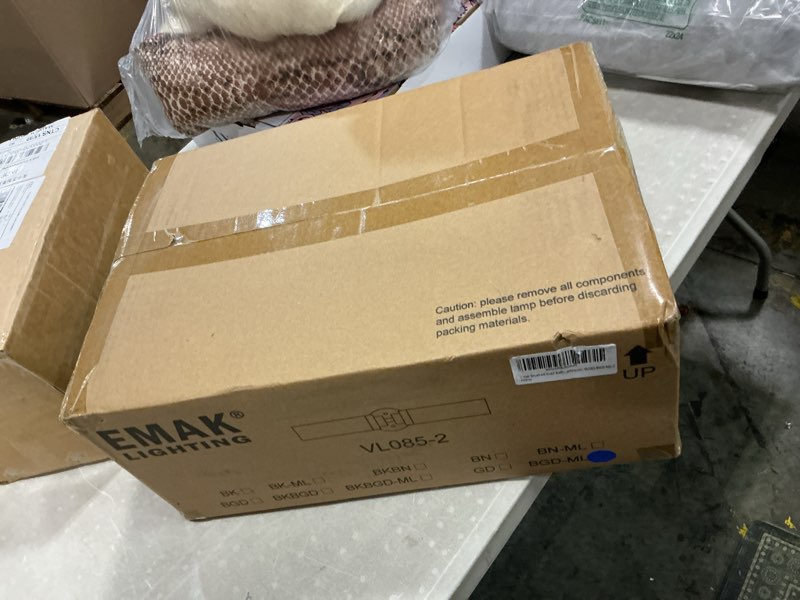 Condition photo showing New/Like New for emak modern 22 inch bathroom light fixtures over mirror, brushed gold vanity light bar with milk glass shade, 2-light bathroom wall sconce, vl085-bgd-ml-2 brushed gold & milk glass 22 inch