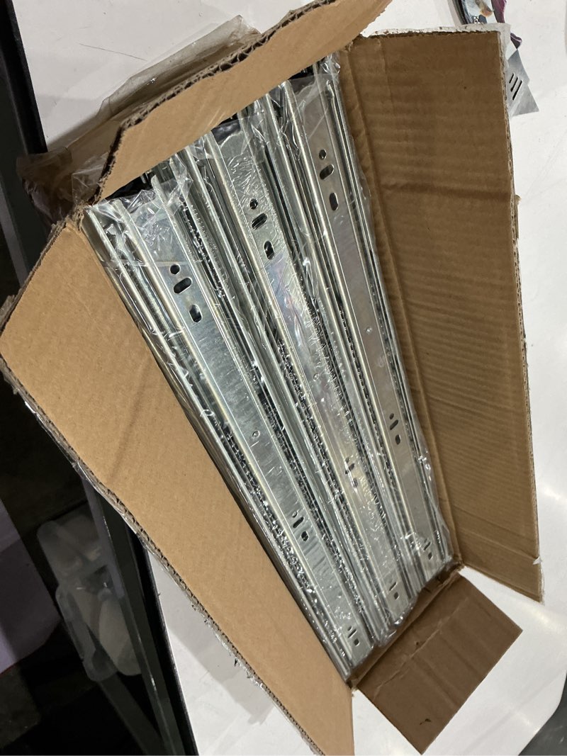 Condition photo showing Good Condition for hosom 6 pairs heavy duty drawer slides 18 inch, full extension drawer rails and glides, ball bearing, side mount, 100lb capacity