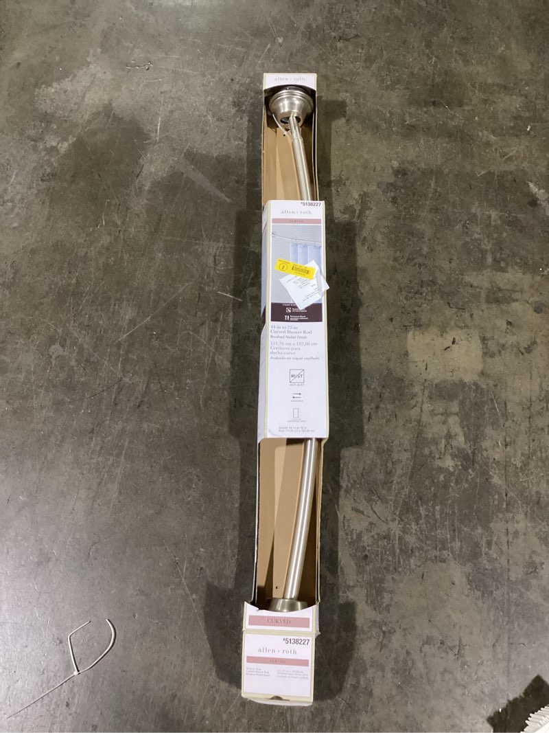 allen + roth 44-in to 72-in Brushed Nickel Fixed or tension Single curve Adjustable Shower Curtain Rod Item #5138227 | 