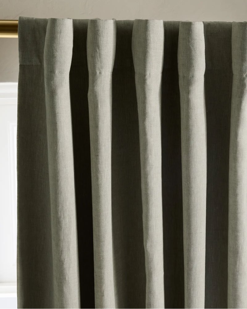 quince european linen room darkening curtain color sage, size 48*84 inc, set 1 piece 