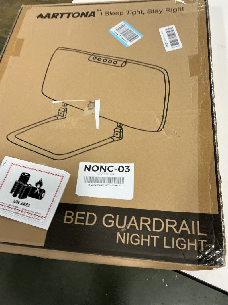 Condition photo showing New/Like New for Toddler Bed Rail with Night Light - Foldable Bed Side Rails - Fits for Most Beds: Bed Rails for Full Size Bed, Queen Size Rails, Twin Rails - Portable Fence for Baby - 48 inch Grey