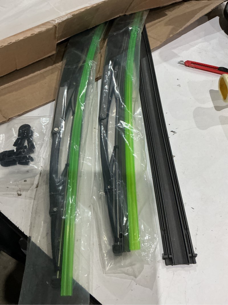 Condition photo showing As Is for 32 inch saddle mount wiper blade replacement for motorhome recreational vehicle rv and bus with 2 rubber refills 12mm 9mm j hook window wiper blade 32"/32"(2 pcs?
