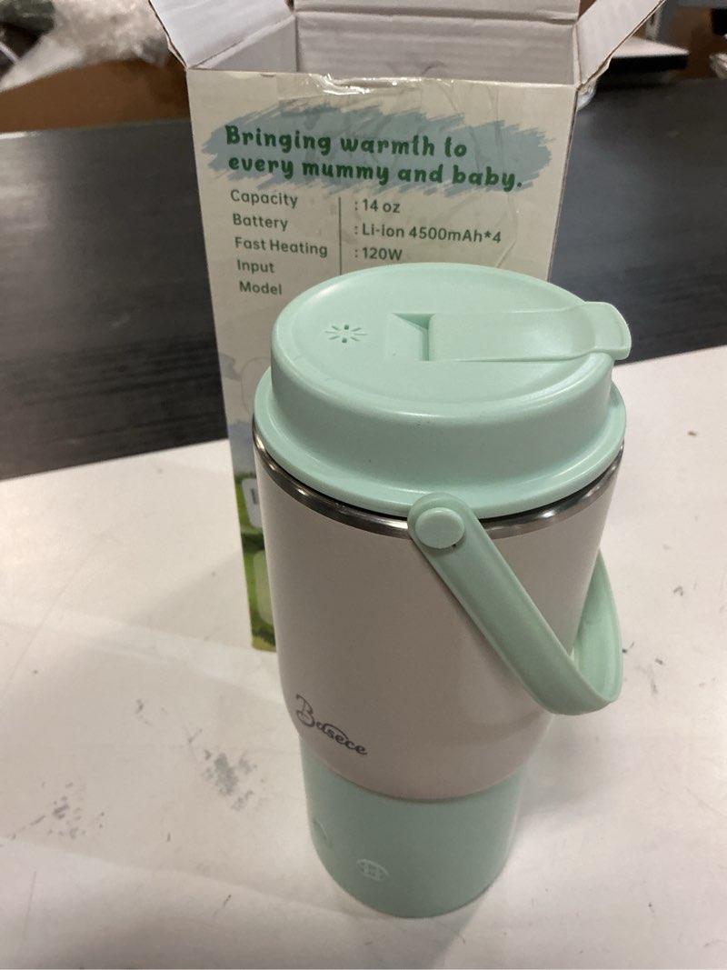 Condition photo showing Good Condition for portable bottle warmer with 120w fast heating, portable milk warmer for on-the-go use, 18000mah rechargeable with long battery life, 316 stainless steel warmer for breast milk, formula & water green