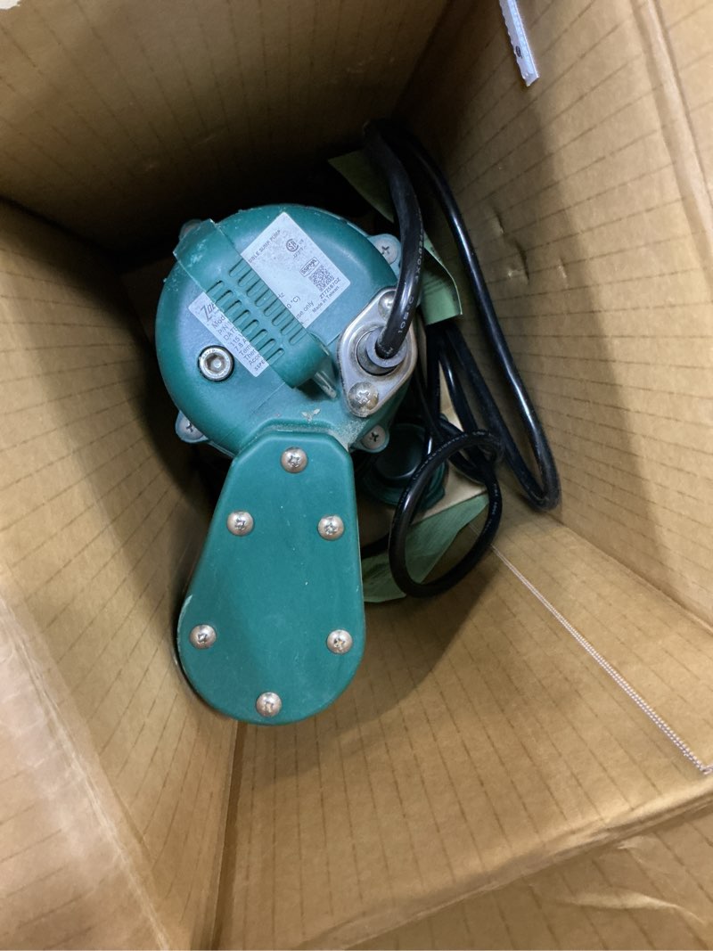 Condition photo showing As Is for zoeller 1/2 hp 3600 gph cast iron vertical float switch ac submersible sump pump