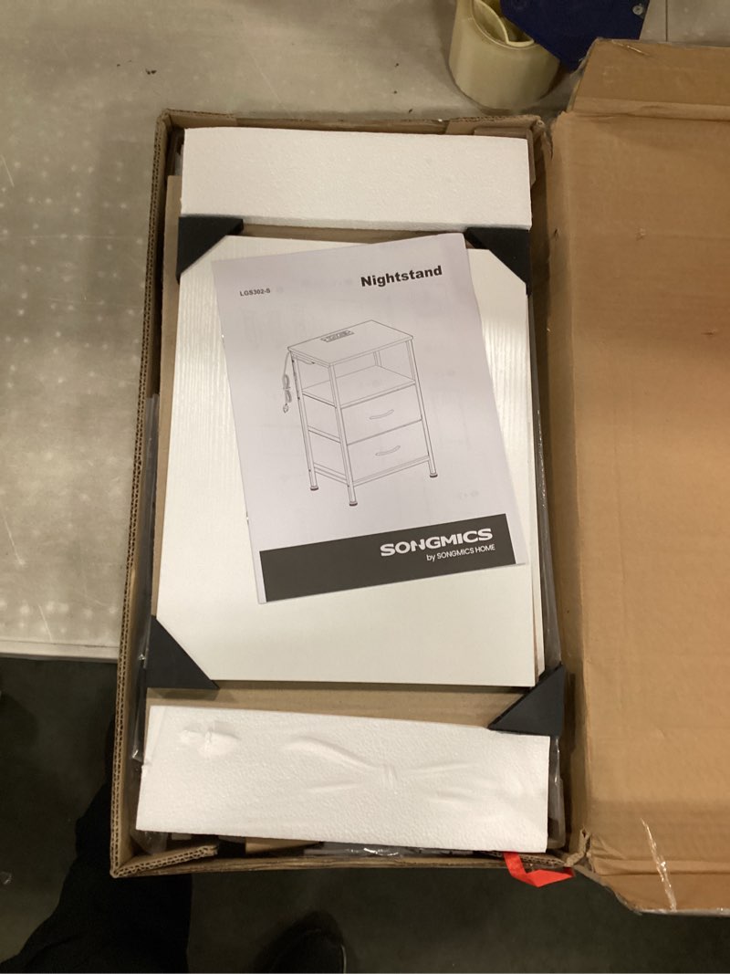 Condition photo showing Good Condition for songmics bellah collection - nightstand with charging station and app-controlled adjustable led lights, bed side table, 2 drawer and 1 open shelf, bedroom, cloud white and snow white ulgs302wh01s cloud white + snow white 2 drawers