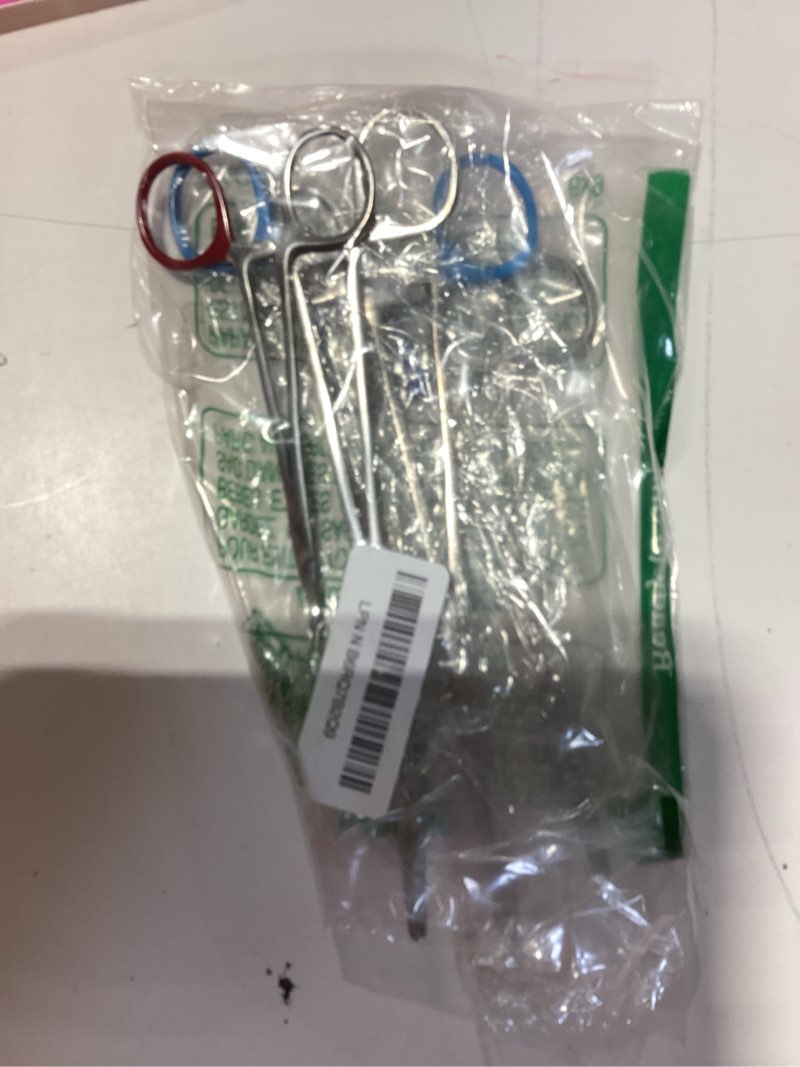 Condition photo showing As Is for premium hemostat locking forceps 3 curved and 3 straight stainless steel