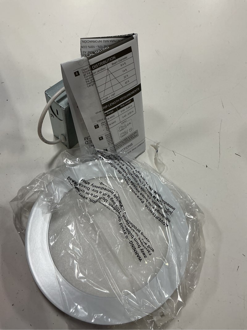 Condition photo showing As Is for utilitech extra bright white 6-in 1200 -lumens switchable white round dimmable led canless wet rated recessed downlight