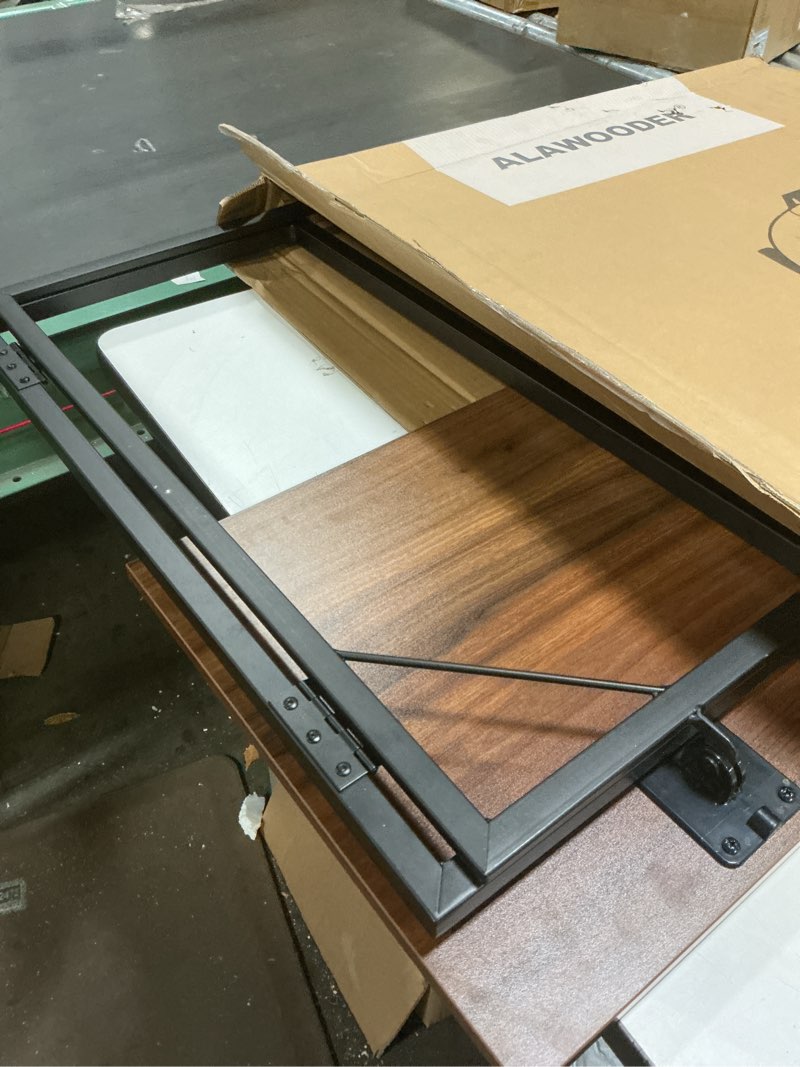 Condition photo showing Good Condition for Folding Desk - 31.5" Wood Top Foldable Desk for Small Spaces | No Assembly Required Compact Desk for Home Office, Writing, and Study Brown 31.5"W x 15.7"D