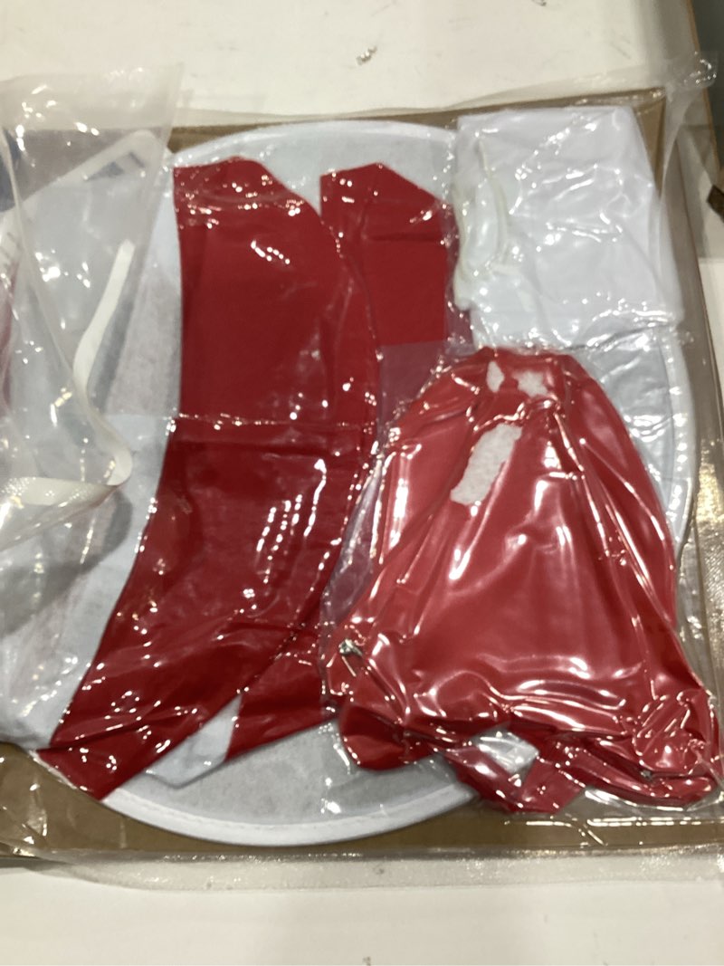 Condition photo showing New/Like New for cat hat costume set with red and white striped hat, bow tie, white gloves, black face paint, and 2 brushes - dress up kit for read across america day, book character day, reading week