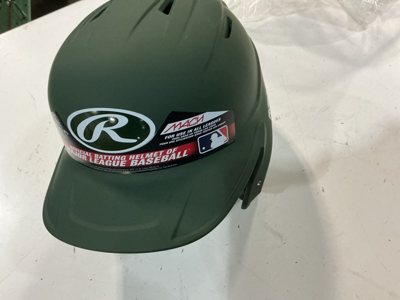 Condition photo showing Good Condition for (size:6 7/8”- 7 5/8”) rawlings | mach baseball batting helmet | matte | jr & sr sizes | multiple colors senior matte dark green