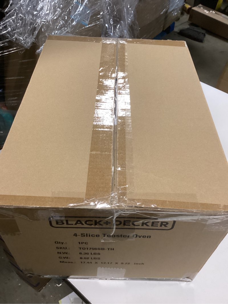 Condition photo showing New/Like New for BLACK+DECKER 4-Slice Convection Oven, Stainless Steel, Curved Interior Fits a 9 inch Pizza, TO1313SBD