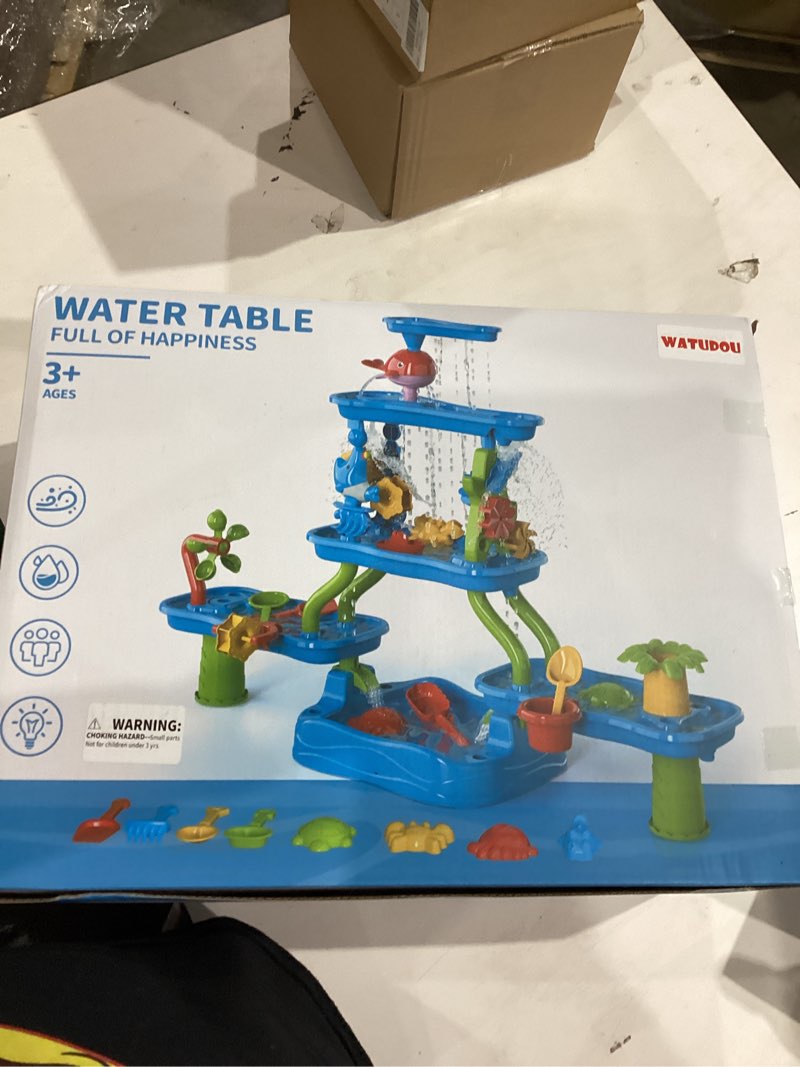 Condition photo showing New/Like New for Kids Water Table for Toddlers Kids Ages 3-5 4-8, 5-Tier Water Table with Rich Activity Set, Summer Outdoor Beach Outside Backgard Sensory Toys for Kids Toddlers Boys Girls 9959