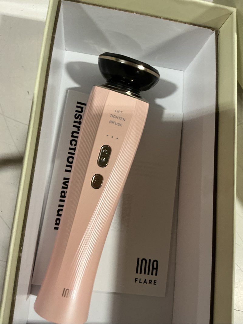 Condition photo showing As Is for inia 3-in-1 red light therapy for face and neck beauty device for puffiness & skin firming skincare tool pink