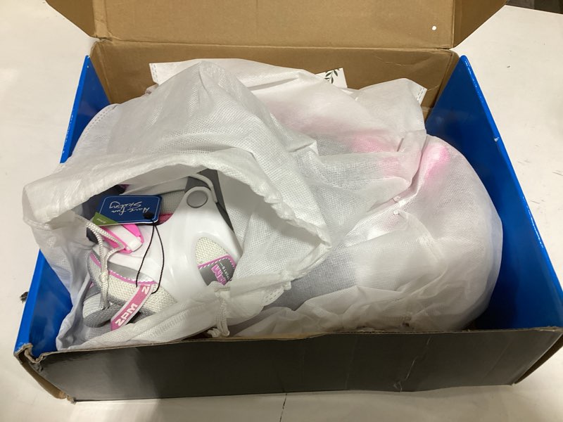 Condition photo showing As Is for 2pm sports cytia pink girls adjustable illuminating inline skates with light up wheels, fun flashing beginner roller skates for kids silver small - little kids (10c-12.5c us)