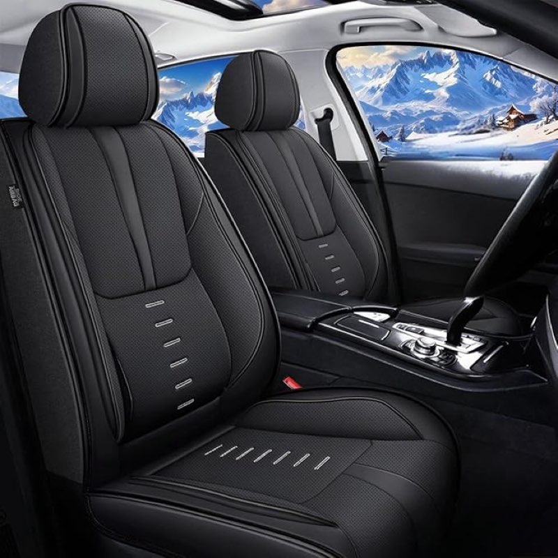 full set car seat covers fit for lexus es 350/300h 2007-2026 breathable faux leather seat cushion with lumbar support airbag compatible automotive interior accessories (black)