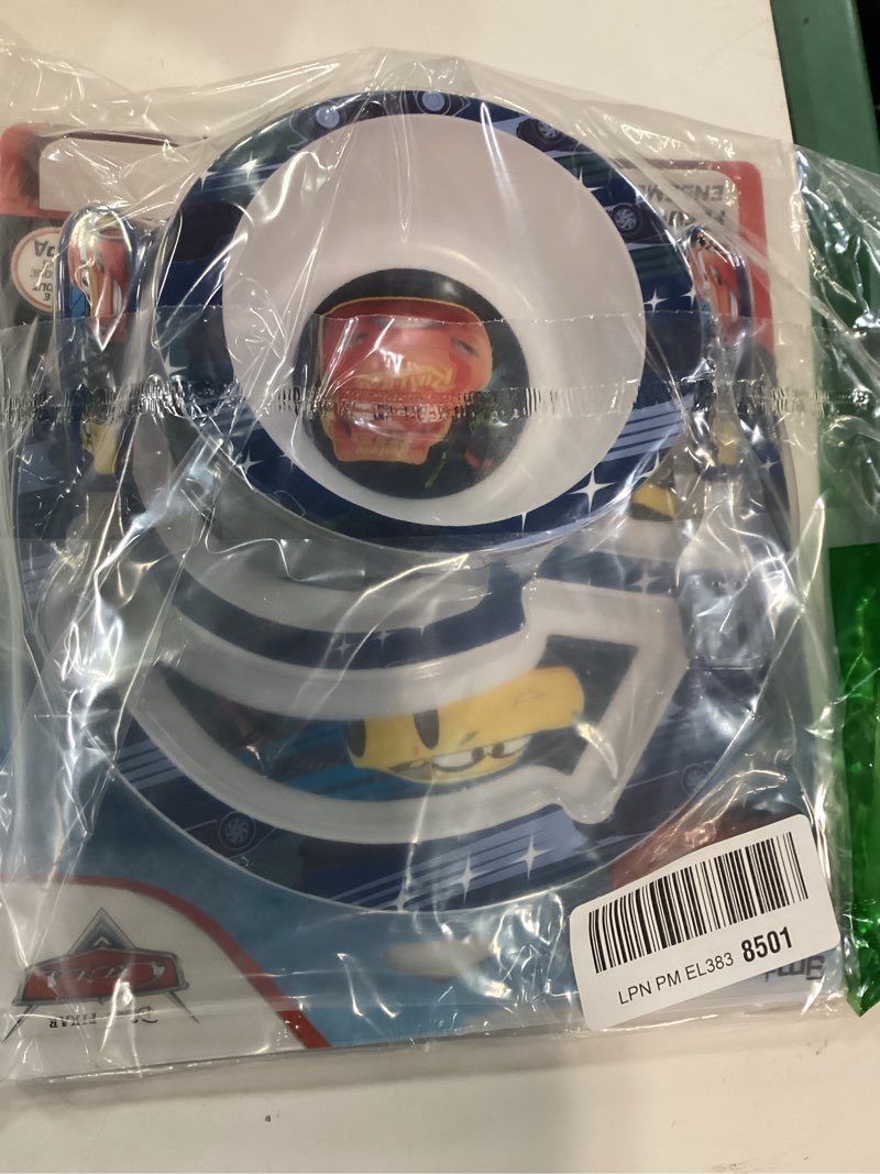 Condition photo showing New/Like New for The First Years Disney/Pixar Cars Dinnerware Set - Toddler Plates and Toddler Utensils - 4 Count