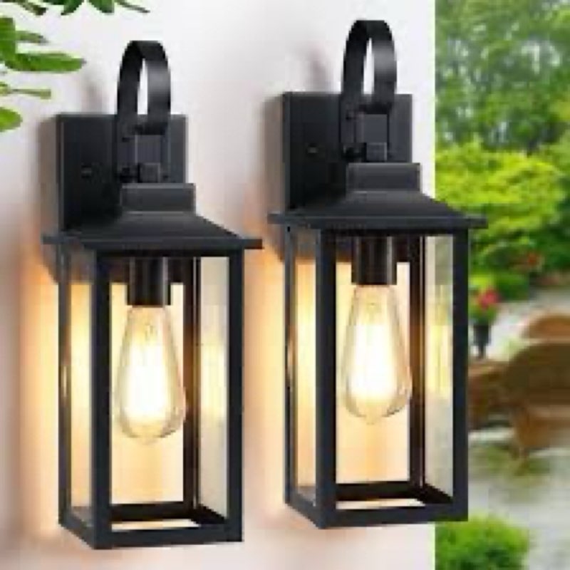 SNRU Large Outdoor Wall Lights Exterior 2 Pack, 16.2" Waterproof Front Porch Lights Outdoor with Tem