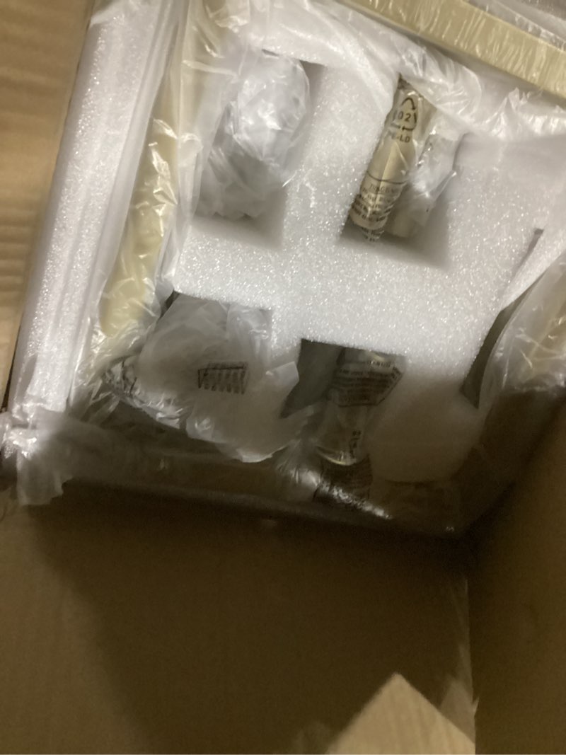 Condition photo showing Good Condition for 6-Light Gold Chandelier Light Fixture, 21.3" Modern Geometric Farmhouse Dining Room Light Fixture, Industrial Metal Hanging Chandelier for Entryway Hallway Foyer Bedroom Gold 6-Light