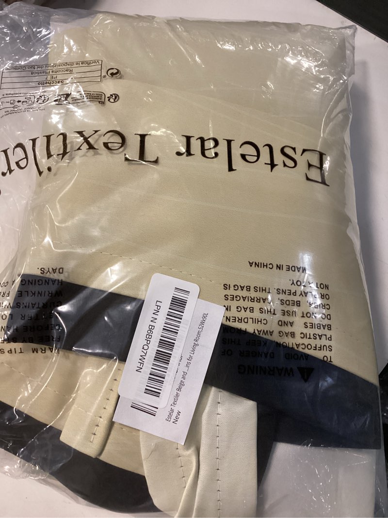 Condition photo showing Good Condition for estelar textiler beige and greyish white ombre blackout curtains 90 inch length 2 panels set, thermal insulated drapes for bedroom,full room darkening grommet gradient curtains for living room,52wx90l 52"w x 90"l (pack of 2) beige and greyish white