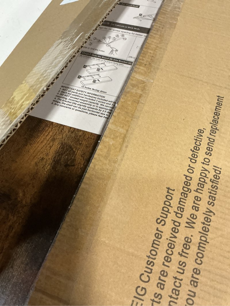 Condition photo showing New/Like New for QEEIG Floating Shelves for Wall 31.5" Long - Wall Mounted Shelf Bathroom Kitchen Living Room Bedroom Farmhouse Home Decor Display Bookshelf Large 31.5 x 9.3 inch Set of 2, Rustic Brown (008-80BN) 31.5" A. Brown