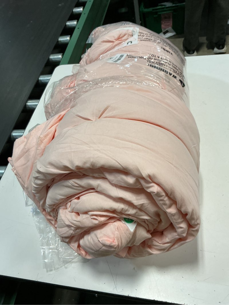 Condition photo showing As Is for (incomplete missing piece ) cozylux queen comforter set blush pink, 7 pieces pintuck bed in a bag, premium pink comforter queen size, pinch pleat bedding sets with comforter, sheets, pillowcases & shams blush pink queen
