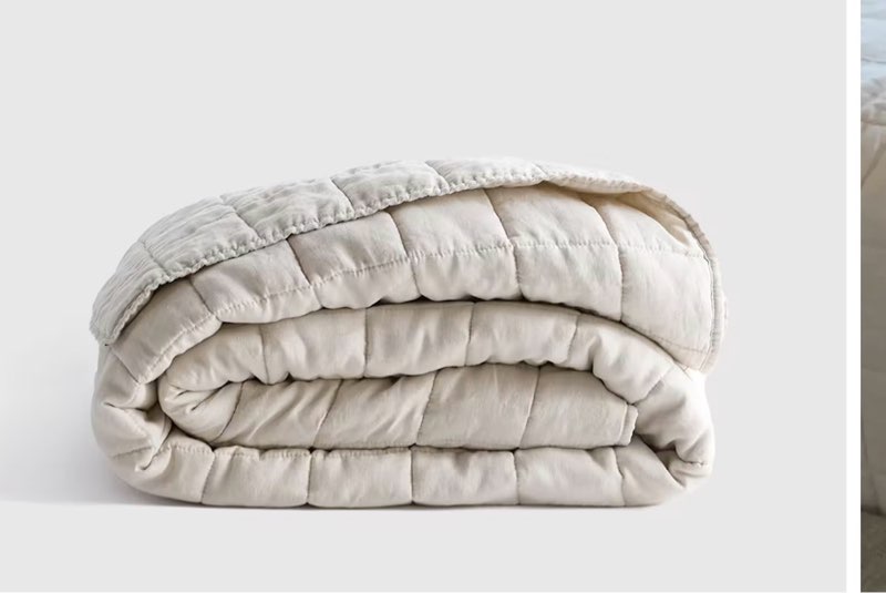 European Linen Box Quilt, Full/Queen, Sand