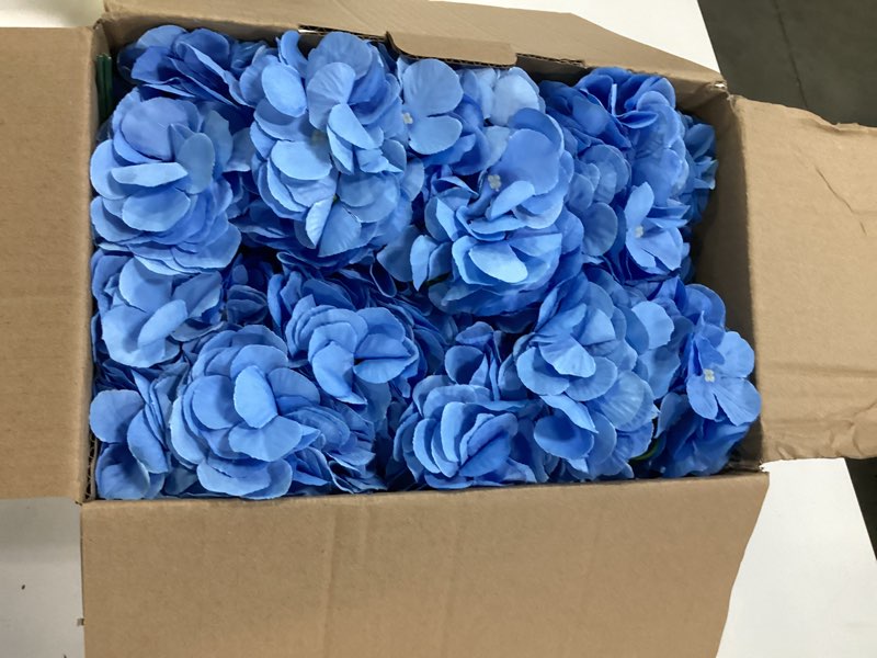 Condition photo showing Good Condition for aviviho 65pcs blue hydrangea artificial flowers bulk (not squished, no steaming need) silk flowers with stems fake flowers for wedding decor,home,baby shower,table centerpieces decoration medium blue 65