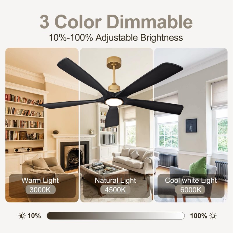 52 Inch Solid Wood Ceiling Fans with Lights and Remote Control for Indoor