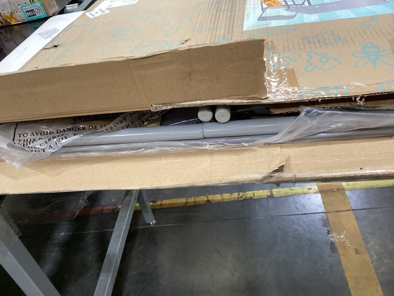 Condition photo showing As Is for Heritage Kids Grey Kids Activity Table and Chair Set,3-Piece Furniture Set with 1 Square Table & 2 Folding Chairs, Playroom Table Set for Ages 3+