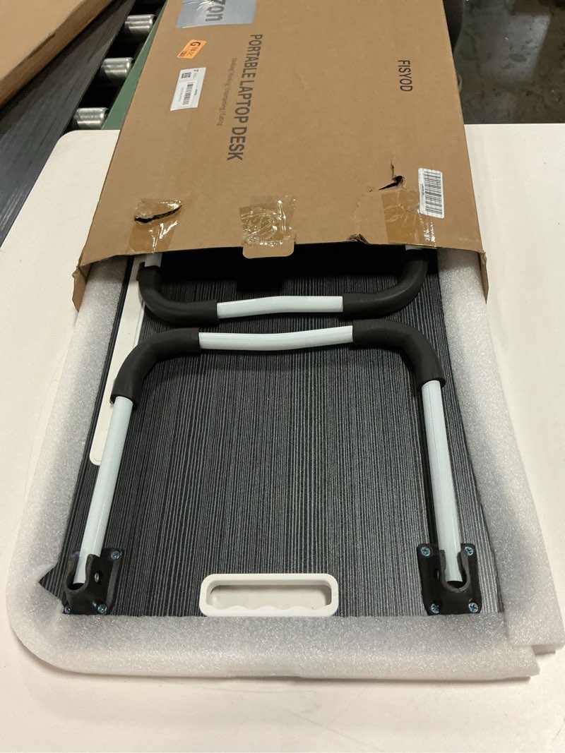 Condition photo showing New/Like New for Foldable Laptop Table, Portable Lap Desk Bed Table Tray, Laptop Stand with Cup Holder & Tablet Slot & Lifting Handle for Working Writing Drawing & Eating (Black)