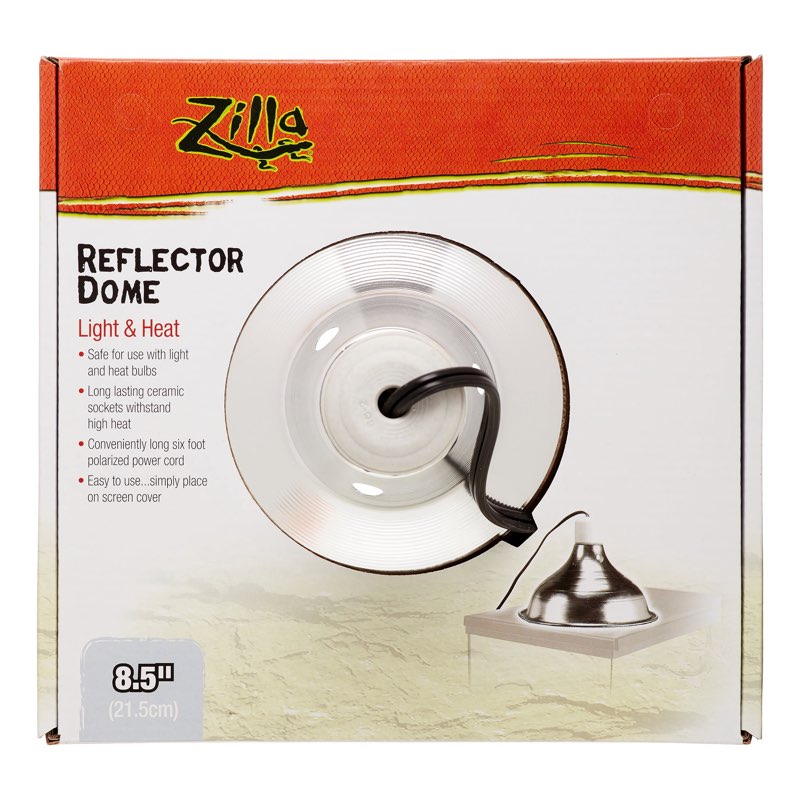 Zilla Reflector Dome Light & Heat Terrarium Light Fixture  8.5   Silver